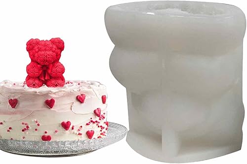 Miniatura 9 de Moldes de silicona de oso de rosas 3D, molde de vela de aromaterapia para el día de San Valentín, boda, oso de rosa, exhibición de ventana,