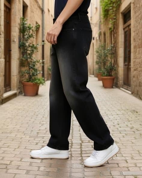 Image of M Q Denim Men Loose Fit Denim Jeans | Whisker Spray | Mid Rise & Pure Cotton | Daily Casual Wear