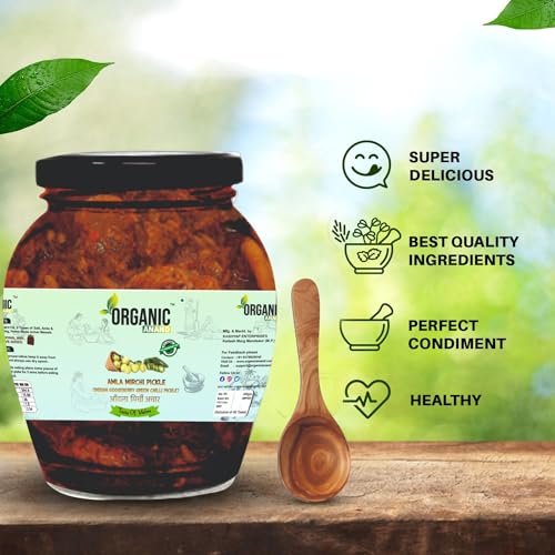 Image of Organic Anand Pure & Natural Amla-Mirchi Pickle | Indian Gooseberry & Green Chilly Achar | Fresh Homemade Amla Achar | Authentic, No Preservative | 350 gm Matka Jar