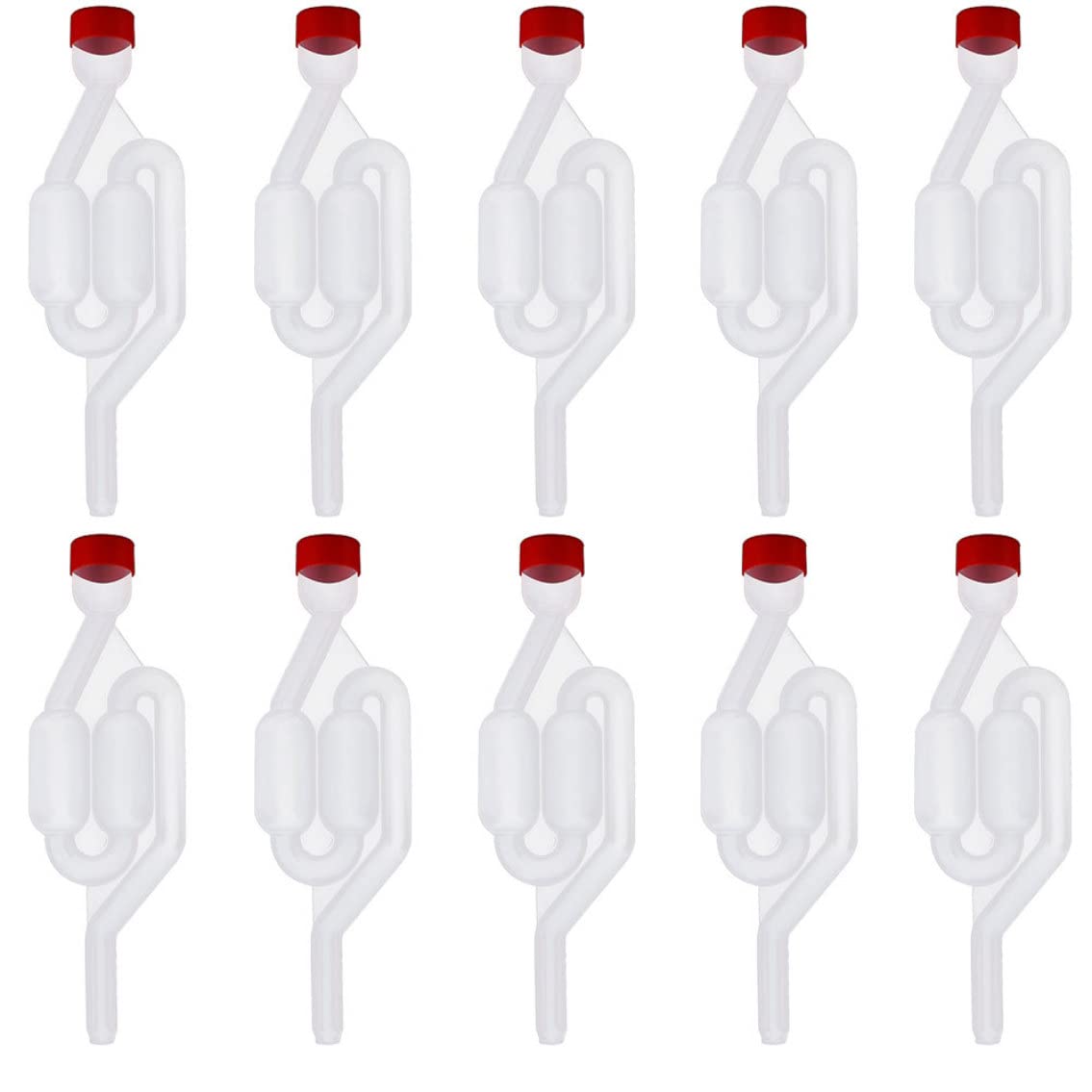 Válvula de escape de la válvula de escape del kit de fermentación de fermentación del vino para la cerveza Bew Beer Wine haciendo 10 piezas rojo, fermentación del vino Lockera de aire