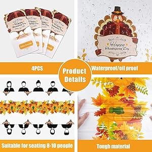 OHOME 3 Pack Thanksgiving Tablecloth - Disposable Fall Thanksgiving Party Supplies, Rectangular Plastic Tablecloths 54" x 108" for Thanksgiving Table Decor OHOME 3 Pack Thanksgiving Tablecloth Disposable Fall Thanksgiving Party Supplies Rectangular Plastic Tablecloths 54 x 108 for Thanksgiving Table Decor