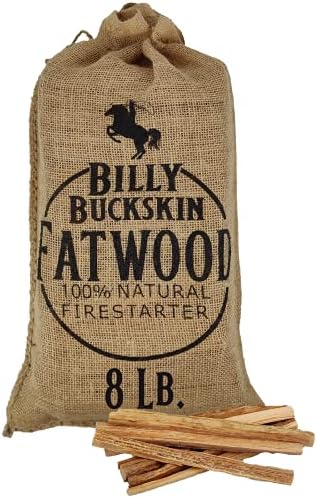 Billy Buckskin Co. 8 lb. Burlap Bag of Fatwood Fire Starter Sticks | Comes in Stylish Burlap Bag | Start a Fire with just 2 Sticks | Works in Any Weather Conditions | 8 Pound Bag