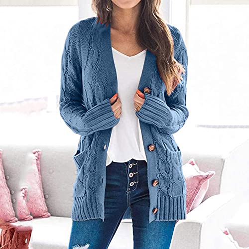 Sweaters Womens Open Sleeve Knit Boho Long Patchwork Coat Cardigan Pockets Front Sweater Sweaters For Women (Blue, Xl) #TOP1