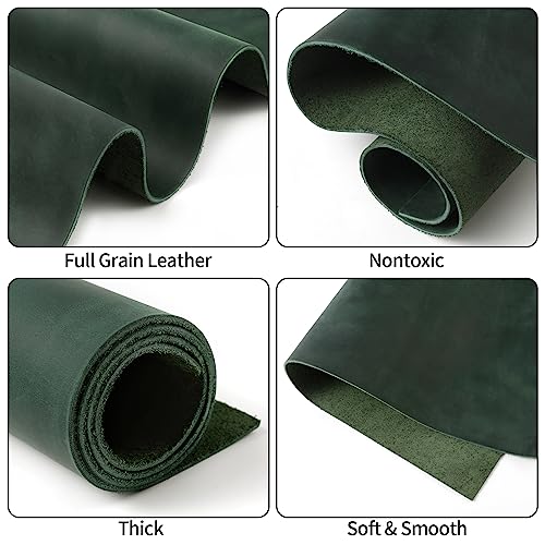 Image of RingSun 12''X24'' Green Leather Sheets for Crafts (2mm), Full Grain Leather Tooling Leather