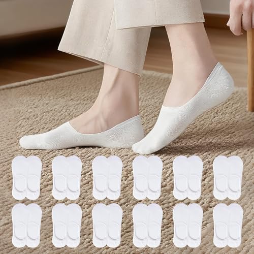 12 Pairs Men No Show Socks Low Cut Non Slip Liner Socks with Grip Heel for Dress Shoes Sneakers Travel Office Daily Wear