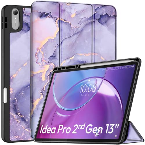 Image of Robustrion Case for Lenovo Idea Tab Pro 2nd Gen 13 inch Cover Case with [Pencil Holder] [Soft Flexible Case] for Lenovo Idea Tab Pro Gen 2 Cover Case 13 inch [Auto Sleep Wake Support] - Marble Lilac
