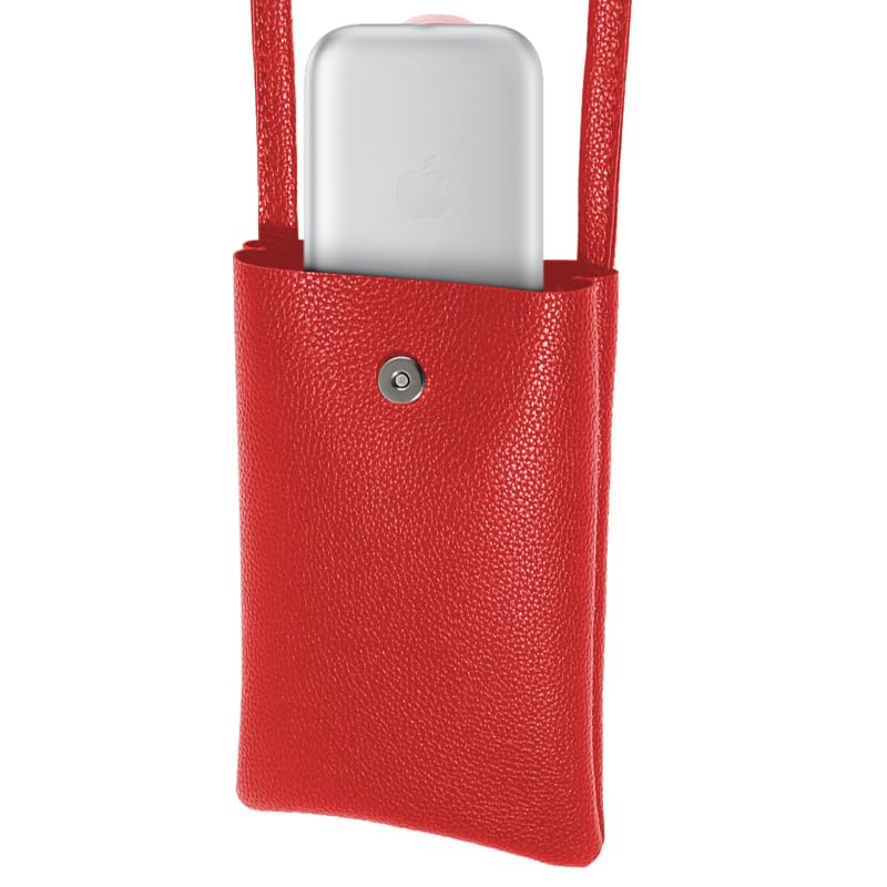 Battery Carrying Bag for Apple Vision Pro, Battery Holder with PU Leathers & Magnetic Closure, Effective Protection Shoulder Bag, Red