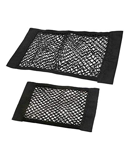 JAVOedge (2 Pack - Medium & Large NET) Hook and Loop Adhesive Tape Storage Net Car Accessories Organizers, Car/Truck/RV