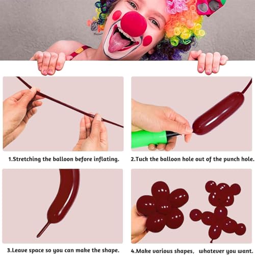 Image of Burgundy Long Balloons Premium 260 Twisting Balloons Animals Magic for Birthday Kids Wedding Party Supply 100pcs