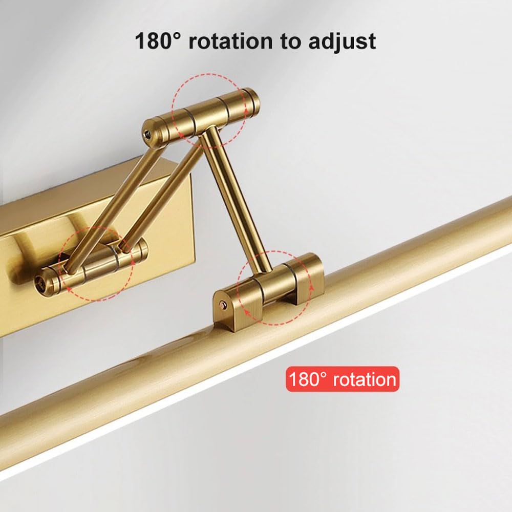 Jadssox Goldene Badezimmerleuchte über dem Spiegel, LED-Schminktischlampe, verstellbare Spiegelfrontbeleuchtung, Moderne Spiegelschranklampen, Bilderleuchten, Ankleidezimmer-Schminktischlampen
