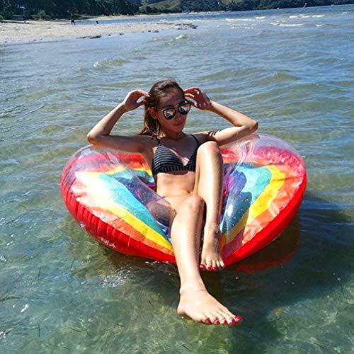 Anel inflável de segurança para adultos com padrão de arco-íris de plástico espesso 1 peça da Bespor