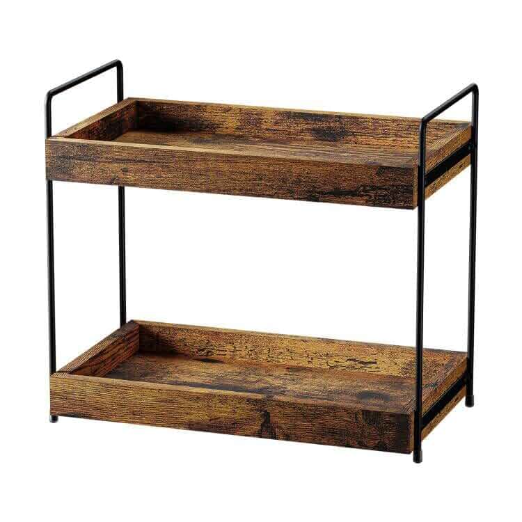 2-Tier Wood Bathroom Counter Organizer, Kitchen Spice Rack Multi-Use Storage Shelf, Holds Toiletries, Cosmetics, Perfume and Seasoning, Fits Vanity and Countertops