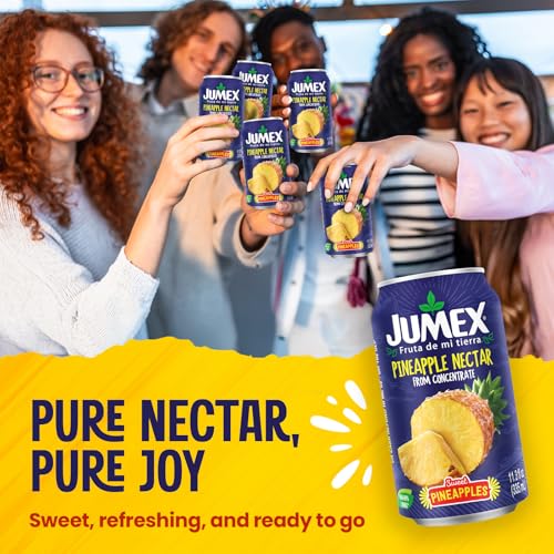 Image of Jumex Pineapple Juice Nectar - Made with Fresh Fruit Puree from Concentrate for Tropical Fruit Smoothie Mix, Cocktail Mixers & Kids Drinks & Beverages - 11.3oz, 120 Pack Pineapple Juice Cans