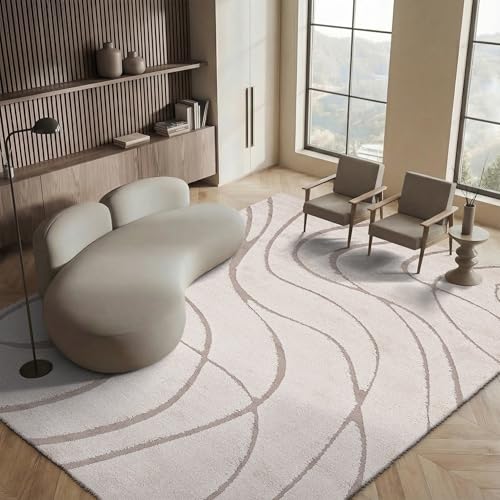 SAFAVIEH Florida Shag Collection Area Rug - 5'3' x 7'6', Cream & Beige, Non-Shedding & Easy Care, 1.2-inch Thick Ideal for High Traffic Areas in Living Room, Bedroom (SG471-1113)