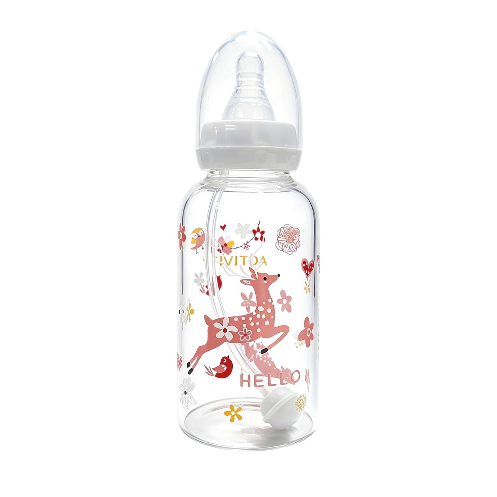 CutiePlusU Adult Glass Feeding Bottle 300ML Silicone Teat BPA Free — image 1