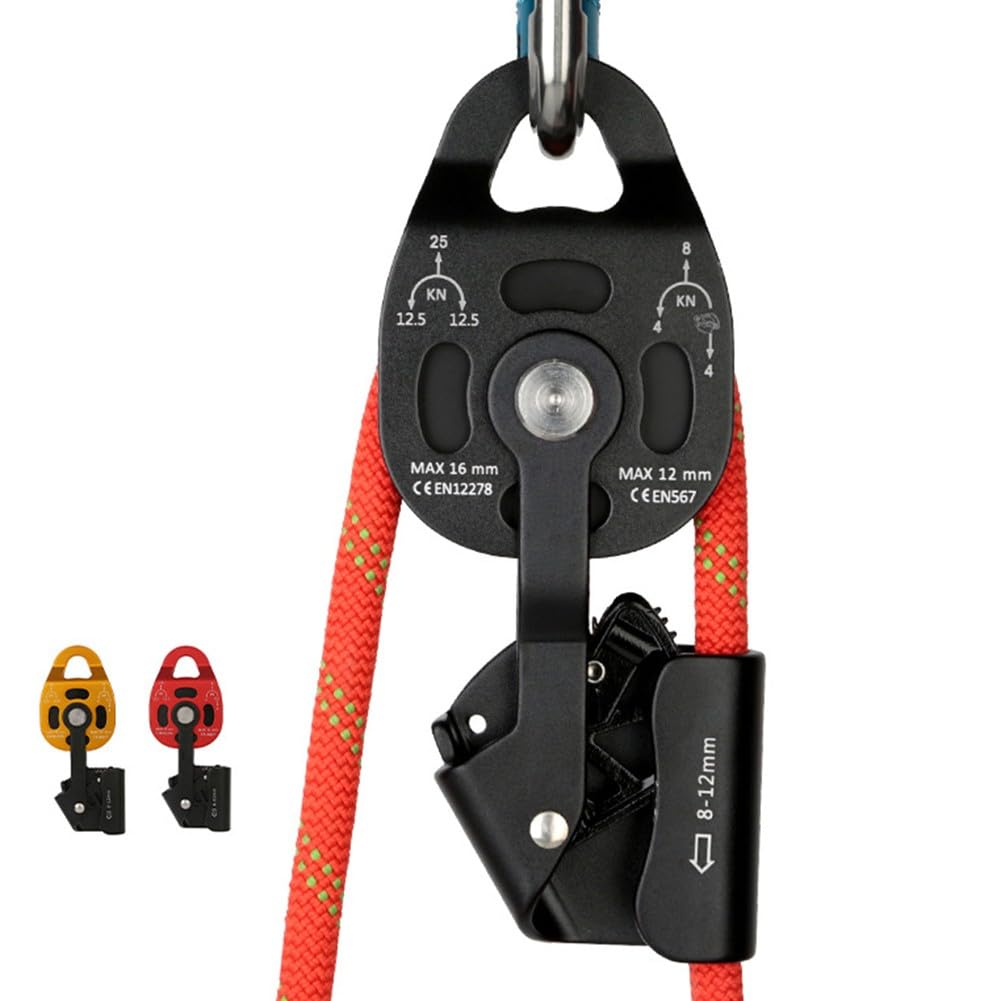 Robuste Aluminium-Riemenscheibe zum Heben, 25 kN statische Tragfähigkeit, SingleDirectional Ratschenzug, kompatibel mit 812 mm Seil, ideal für schwere Objekte