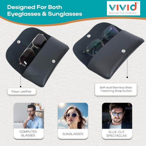 Image of VIVID Unisex Specs Snap Button Eyewear Dabbi Faux Leather Soft Case Cover