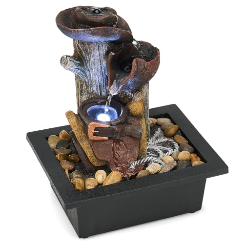 Image of Kingsyard Tabletop Water Fountain, Retro Cascading Indoor Small Waterfall