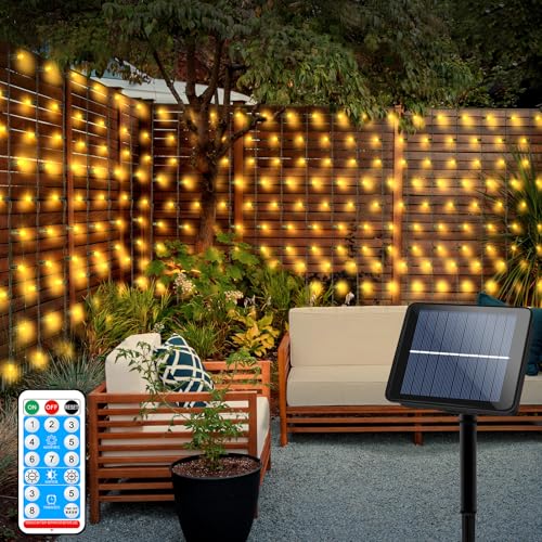 echosari Solar Powered Curtain Lights 33ftx 3ft with Remote Timer