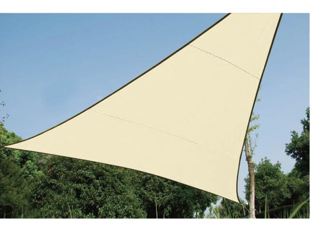 Perel Telo ombreggiante triangolare 5 x 5 x 5 m in HDPE traspirante e permeabile, protezione UV 90%, champagne