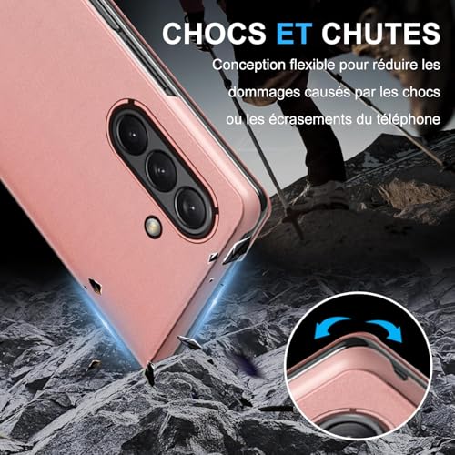 Coque Samsung Z Fold 7 rigide PC et cuir PU avec clapet miroir - 3