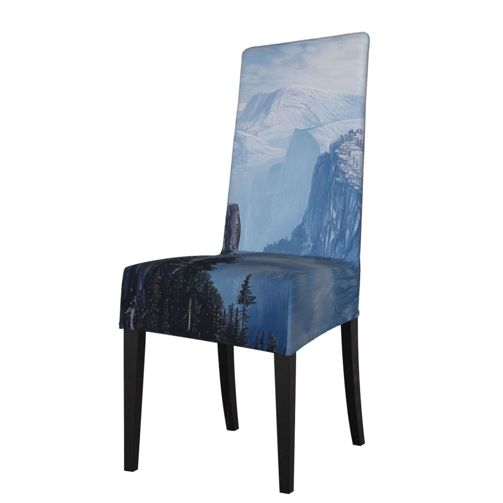 WPKJU Canadian Smokey Mountain Cliff Print Dining Chair Covers Removable Chair Seat Covers Decorative for Kitchen & Bar Stools