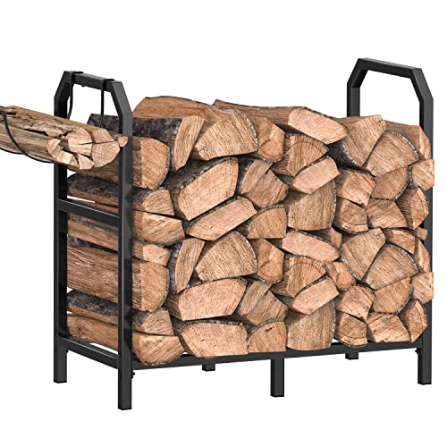 Mutool 25.6 Inch Metal Firewood Rack, Firewood Log Holder Indoor/Outdoor, Fireplace Wood Storage...