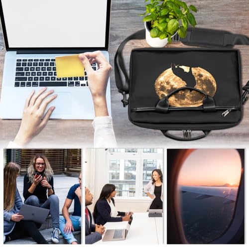 Bolsa para laptop con silueta de lobo y luna 15 pulgadas miniatura 6