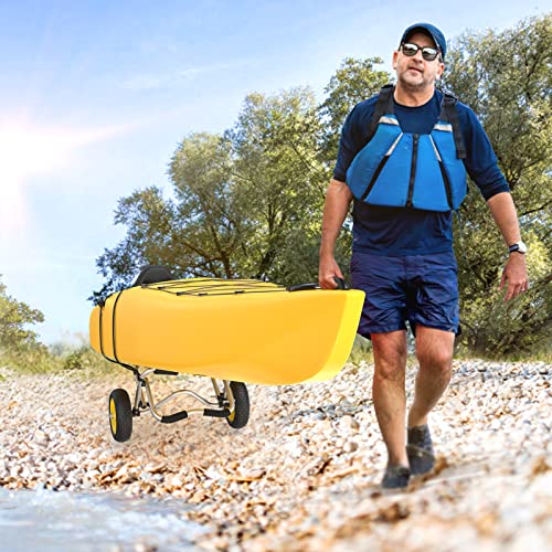 Bonnlo Cart-Canoe Kayak Boat Carrier Tote Trolley Transport With 2 Ratchet Straps Pu Solid Tires Wheel Yellow #TOP7