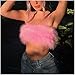 TYNORA Women's Faux Fur Crop Top Spaghetti Strap Tube Tops Strappy Cami for Concert Club Party(Pink M)