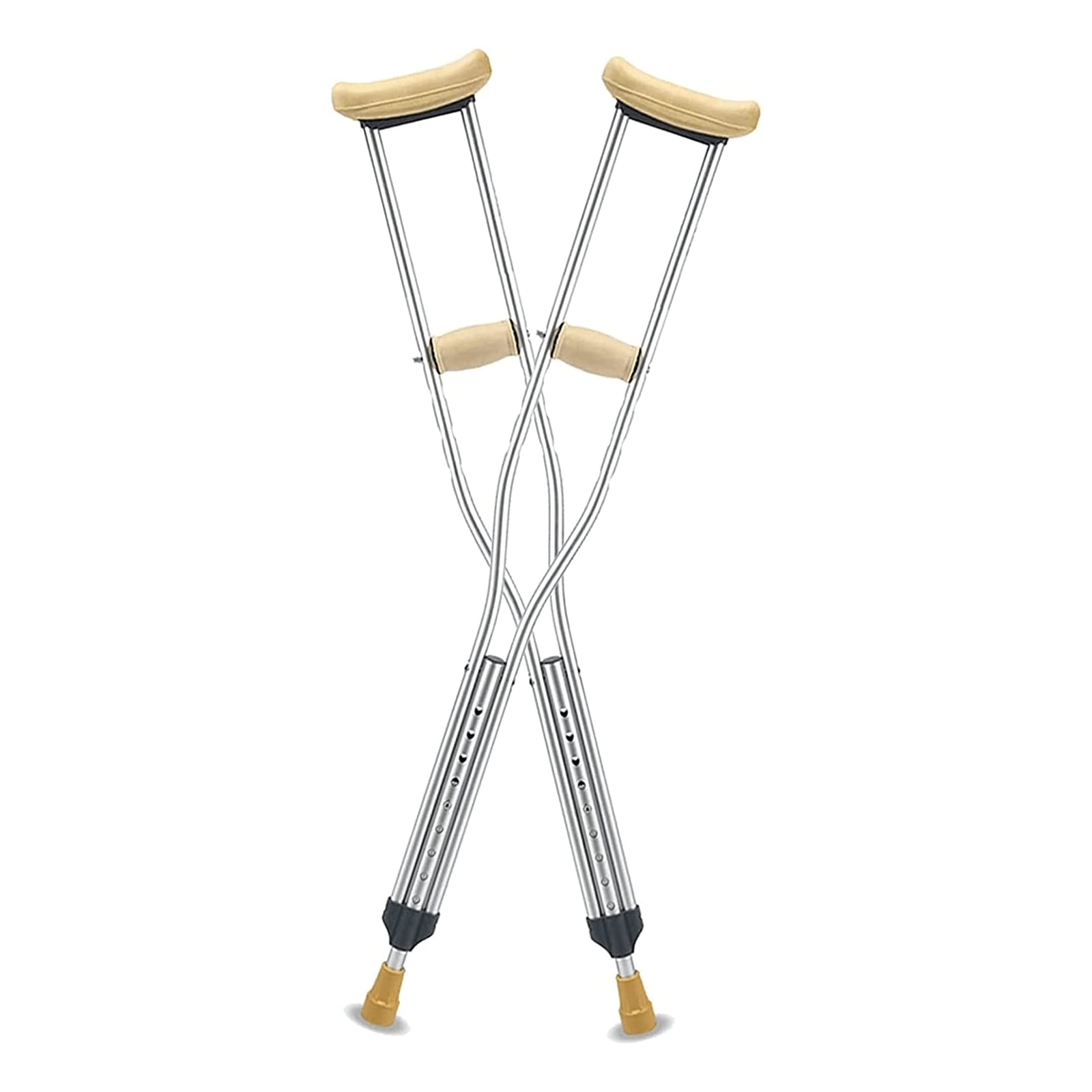 PAASHE Muletas Ligeras para Axilas, 1 par de Bastones médicos de Aluminio, Bastones auxiliares para Caminar, bastón Ajustable en Altura para Adultos