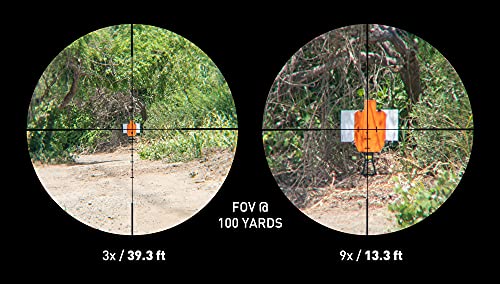 Monstrum 3-9X32 Rifle Scope With Rangefinder Reticle And Medium Profile Scope Rings | Black #TOP2