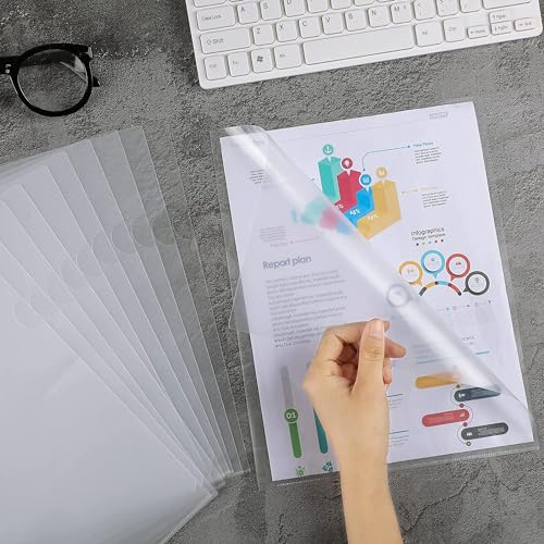 Image of Pack of 40 L-Type Transparent A4 Size Document Sleeve Project Document Holder Plastic Folder for Document Paper Certificate - 40 Pieces for Multipurpose Use