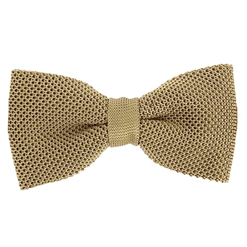 Tony & Paul. Noeud papillon tricot. PAULO, Soie. Marron jute. Uni. FABRIQUE EN ITALIE.