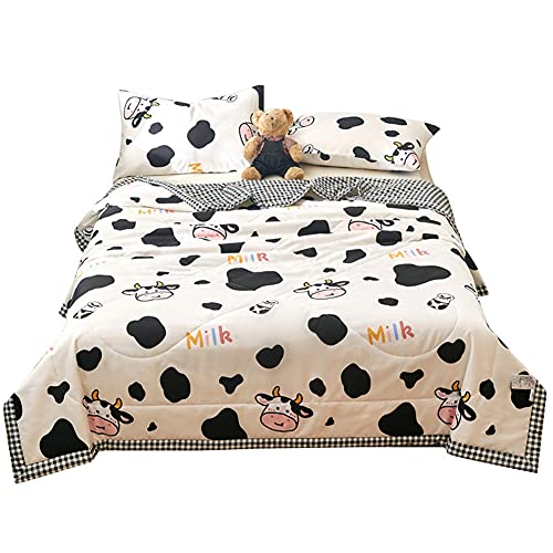 Chickwing Colchas Acolchadas,Estilo Nórdico Imprimir Colcha Acolchada Verano Reversible Edredón Colchas Suave Manta de Dormitorio para Cama Individual Matrimonio (150x200cm,Vaca de Dibujos Animados)