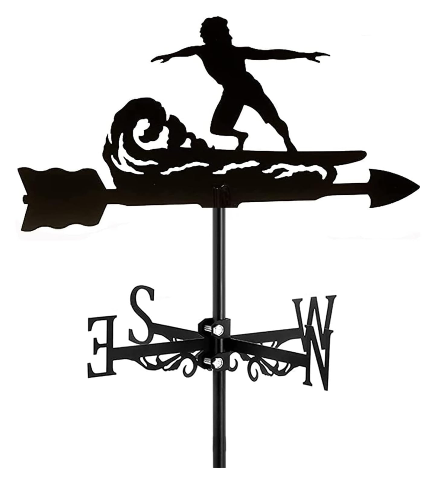 TAXXII Metal Weather Vane,Sports Physical Project Decoration Weathervane for Gardens Roof,Outdoor Lawn,Fence Posts,Pergola,Greenhouse,Barn Or Shed(Surfing waves)