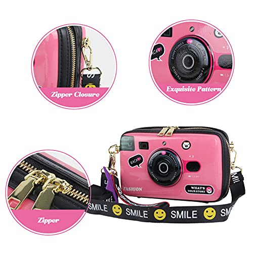 KUANG! Women Fashion Camera Shaped Crossbody Handbag PU Leather Vintage Shoulder Bag Novelty Clutch Box Purse4
