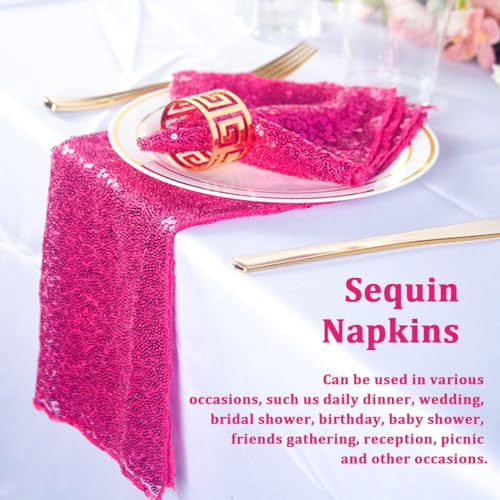 Servilletas de Tela Con Lentejuelas Fucsia 12x12 Pulgadas Paquete 12 miniatura 2