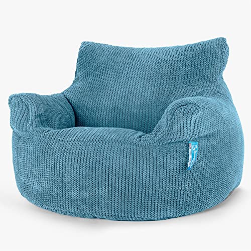Lounge Pug, Puff Sillón para niños, Pompón - Egeo Azul