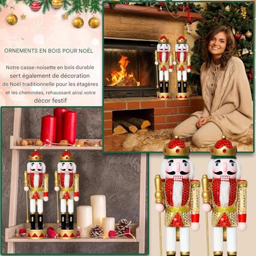 Casse-Noisette de Noël en bois pour décoration de cheminée maison