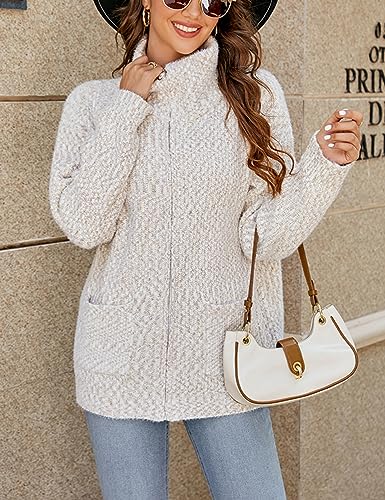 Gihuo Womens Cardigan Sweaters Long Sleeve Lightweight Fuzzy Knit Fall Sweaters 2024 Zip Up Knitted Coat Knitwear2