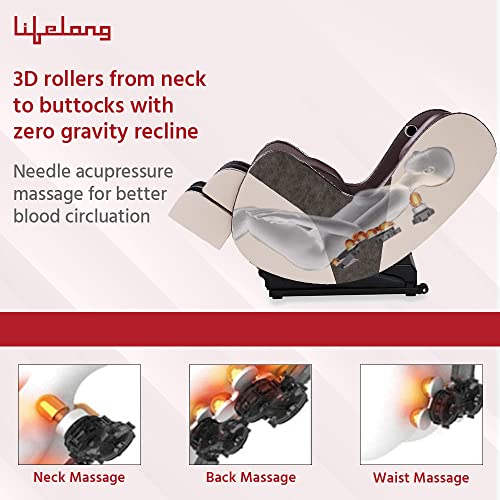 Image of Lifelong LLM558 Full Body Massage Chair with Recliner and powerful 3D Back, Leg and Foot Rollers for Massage for Home| Massage chair for Full Body Relaxation at Home (1 Year Warranty), Brown