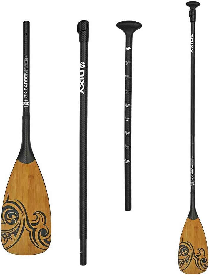 NIXY Full Carbon Fiber SUP Paddle – Adjustable 3 Piece Pro Paddle with ABS Blade Edge for Stand Up Paddle Board – Durable, Lightweight Floating Paddle