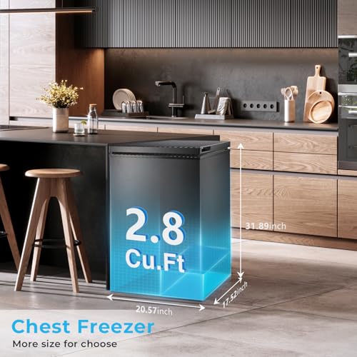 Image of Electactic Chest Freezer 3.0 Cubic Feet Compact Freezer with 2 Removable Baskets, Free Standing Top open Door Deep Freezer, Adjustable Temperature for Home Dorm, Bar, Basement, Kitchen