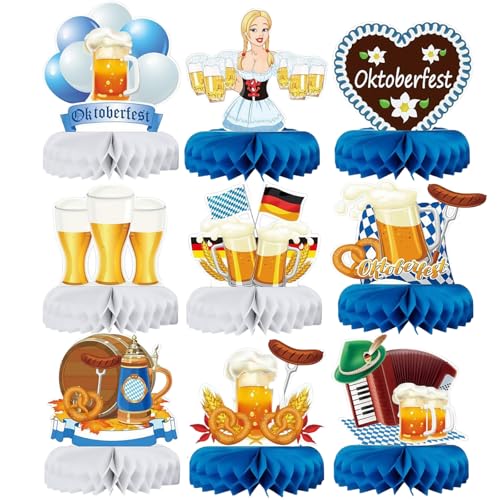 9 Pcs Oktoberfest Honeycomb Centerpiece Bavarian...