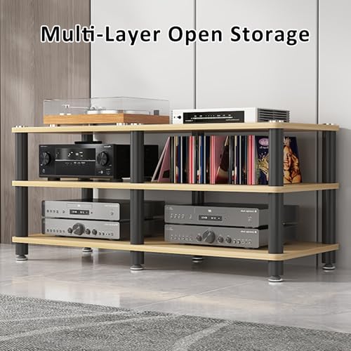 Stojak gramofonowy z winylowym uchwytem na głośnik z połowy wieku drewniane półki narożne szafka komponentowa do odtwarzaczy DVD/puszek kablowych Design Av Media Stand, jasnobiały, 120 x 40 x 5 cm