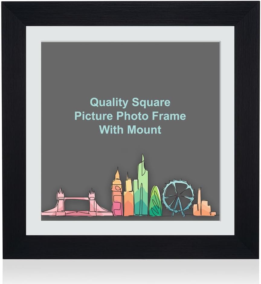 Black, Square Flat Brushed Photo Frame with White Wall Mount,50x50 For Picture Size 40x40cm