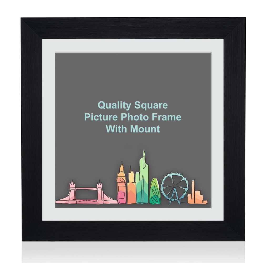 Black, Square Flat Brushed Photo Frame with White Wall Mount,50x50 For Picture Size 40x40cm