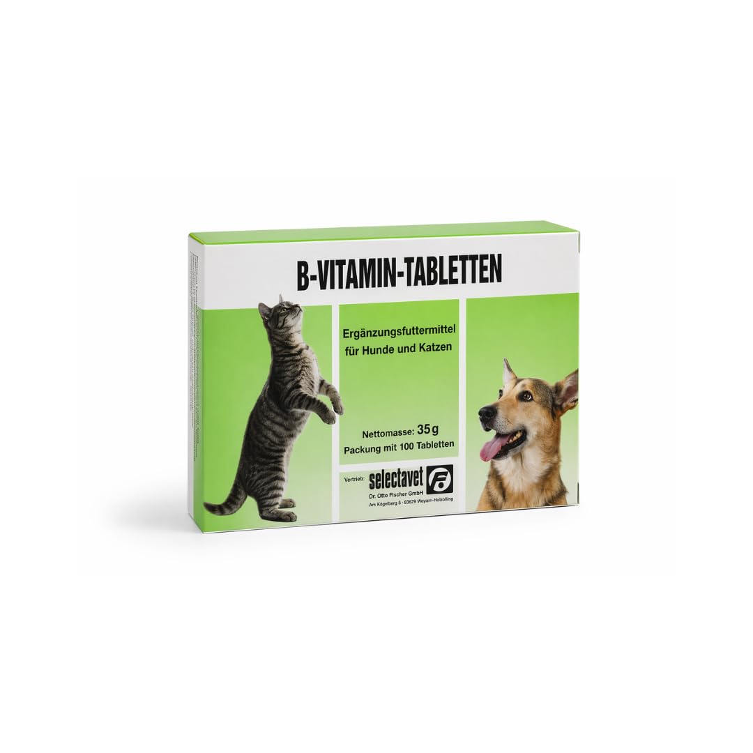 Comprimidos de vitamina B | Paquete doble | 2 x 100 pastillas | Complemento alimenticio para perros y gatos | Vitaminas B para situaciones de deficiencia y trastornos digestivos