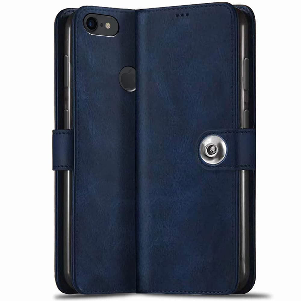 TheGiftKart Genuine Leather Finish Flip Back Cover Case for iPhone 7 | Inbuilt Pockets & Stand | Wallet Style | Designer Button Magnet Flip Cover Back Case for iPhone 7 (Blue) (B0BJPKBHMC) Amazon Price History, Amazon Price Tracker